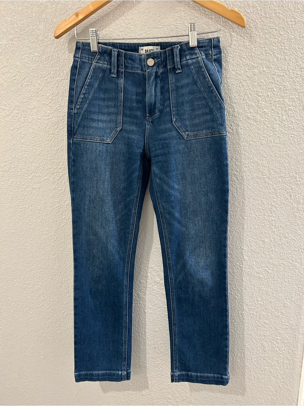 PAIGE Women's Straight Leg Jeans in Dark Blue Denim